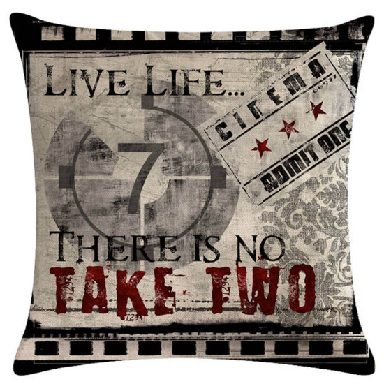 Retro Cinema - Live Life - There is No Take Two  - Decorative Throw Pillow