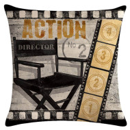 Retro Cinema - Director's Chair ACTION - Decorative Throw Pillow