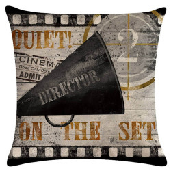 Retro Cinema - Quiet On The Set - Director's Megaphone - Decorative Throw Pillow