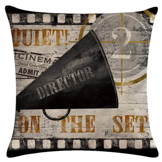 Retro Cinema - Quiet On The Set - Director's Megaphone - Decorative Throw Pillow
