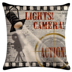 Retro Cinema - Lights Camera Action!  - Decorative Throw Pillow