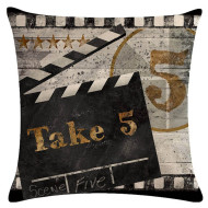 Retro Cinema - Clapperboard - Film Strip - Decorative Throw Pillow