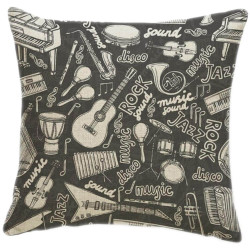 Retro Music Collage Decorative Throw Pillow Pillow Frenzy