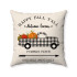 Farmhouse Style - Happy Fall Y'all - Plaid Accented Truck - Decorative Throw Pillow