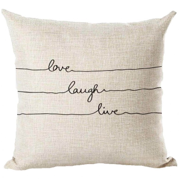Live Laugh Love Typography Decorative Throw Pillow