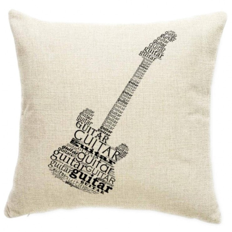 Word Cloud Silhouette Guitar Decorative Throw Pillow Pillow