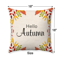 Hello Autumn - Bordered Fall Leaves -  Decorative Throw Pillow