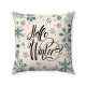 Farmhouse Winter - Hello Winter  - Snowflakes - Decorative Throw Pillow - Teal - Wheat Polyester Linen