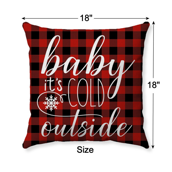 Baby Its Cold Outside - Christmas - Red and Black Buffalo Check Plaid - Hand Made -18x18 Inch - Decorative Throw Pillow Cover Baby Its Cold Outside - Christmas - Red and Black Buffalo Check Plaid - Hand Made -18x18 Inch - Decorative Throw Pillow Cover