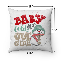 Farmhouse Christmas - Baby It's Cold Outside - Snowman - Decorative Throw Pillow - White