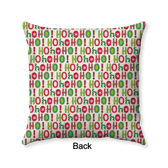 Christmas - Ho Ho Ho - Christmas Typography - Short Plush - Double-Sided  - Decorative Throw Pillow