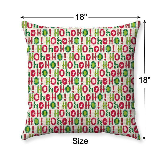 Christmas - Ho Ho Ho - Christmas Typography - Short Plush - Double-Sided  - Decorative Throw Pillow
