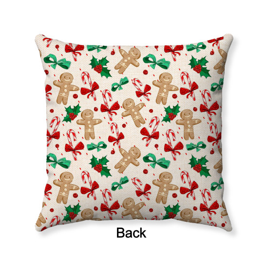 Christmas - Gingerbread Men - Elements of Christmas - Short Plush - Double-Sided  - Decorative Throw Pillow