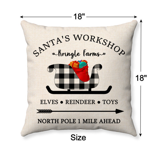Farmhouse Christmas - Santas Workshop - Kringle Farms - Decorative Throw Pillow