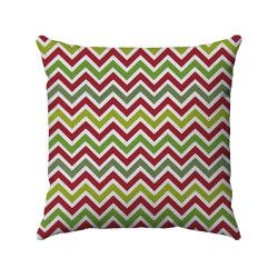 Christmas Cotton Twill - Red and Green Chevron Striped - Double-Sided - 16x16 Inch - Decorative Throw Pillow