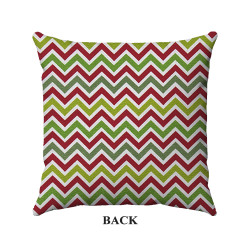 Christmas Cotton Twill - Red and Green Chevron Striped - Double-Sided - 16x16 Inch - Decorative Throw Pillow