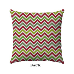 Christmas Cotton Twill - Red and Green Chevron Striped - Double-Sided - 18x18 Inch - Decorative Throw Pillow