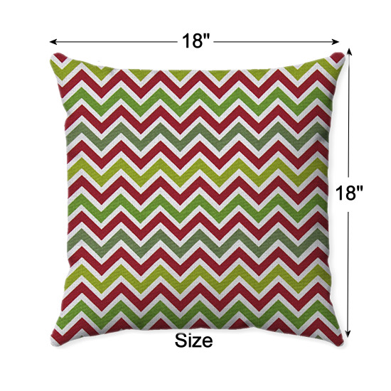 Christmas Cotton Twill - Red and Green Chevron Striped - Double-Sided - 18x18 Inch - Decorative Throw Pillow