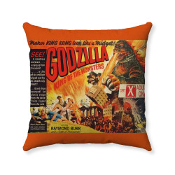 Godzilla Handmade 16 Inch Pillow Cover - 1956 UK Godzilla King of the Monsters - Decorative Throw Pillow