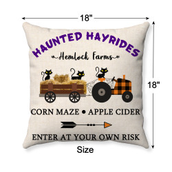 Haunted Hayrides - Hemlock Farms - Farmhouse Halloween - Decorative Throw Pillow 