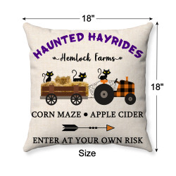 Haunted Hayrides - Hemlock Farms - Farmhouse Halloween - Decorative Throw Pillow 