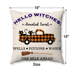 Hello Witches - Haunted Forest - Farmhouse Halloween - Decorative Throw Pillow 