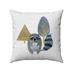 Children's Wilderness Collection - Watercolor Forest Animal - Raccoon - White - Decorative Throw Pillow Cover