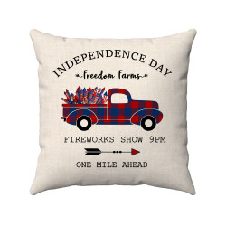 Patriotic Farmhouse - Independence Day  - Buffalo Check Plaid  - Red and Blue - Decorative Throw Pillow