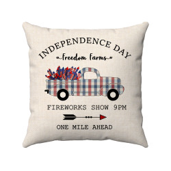 Patriotic Farmhouse - Independence Day - Buffalo Check Plaid  - Red, Cream and Blue - Decorative Throw Pillow