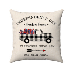 Patriotic Farmhouse - Independence Day - Buffalo Check Plaid  - Black and Cream  - Decorative Throw Pillow