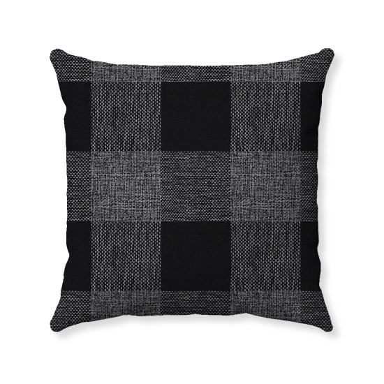 Buffalo Check Gingham Plaid - Black and Charcoal Gray - Reversible - Decorative Throw Pillow