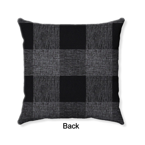 Buffalo Check Gingham Plaid - Black and Charcoal Gray - Reversible - Decorative Throw Pillow