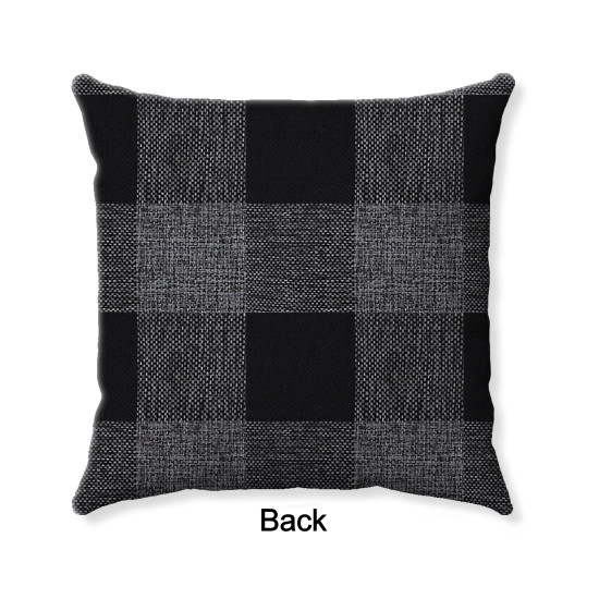 Buffalo Check Gingham Plaid - Black and Charcoal Gray - Reversible - Decorative Throw Pillow Buffalo Check Gingham Plaid - Black and Charcoal Gray - Reversible - Decorative Throw Pillow