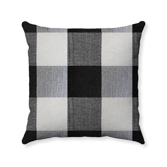 Buffalo Check Plaid - Gingham Plaid - Black and Ivory - Double-Sided ...