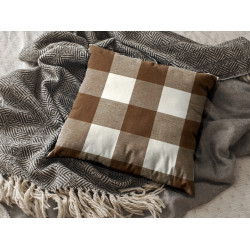 Buffalo Check  Plaid - Chocolate Brown and Ivory - Double-Sided - Decorative Throw Pillow