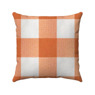 Buffalo Check Gingham Plaid - Orange and Cream - Double Sided - Decorative Throw Pillow