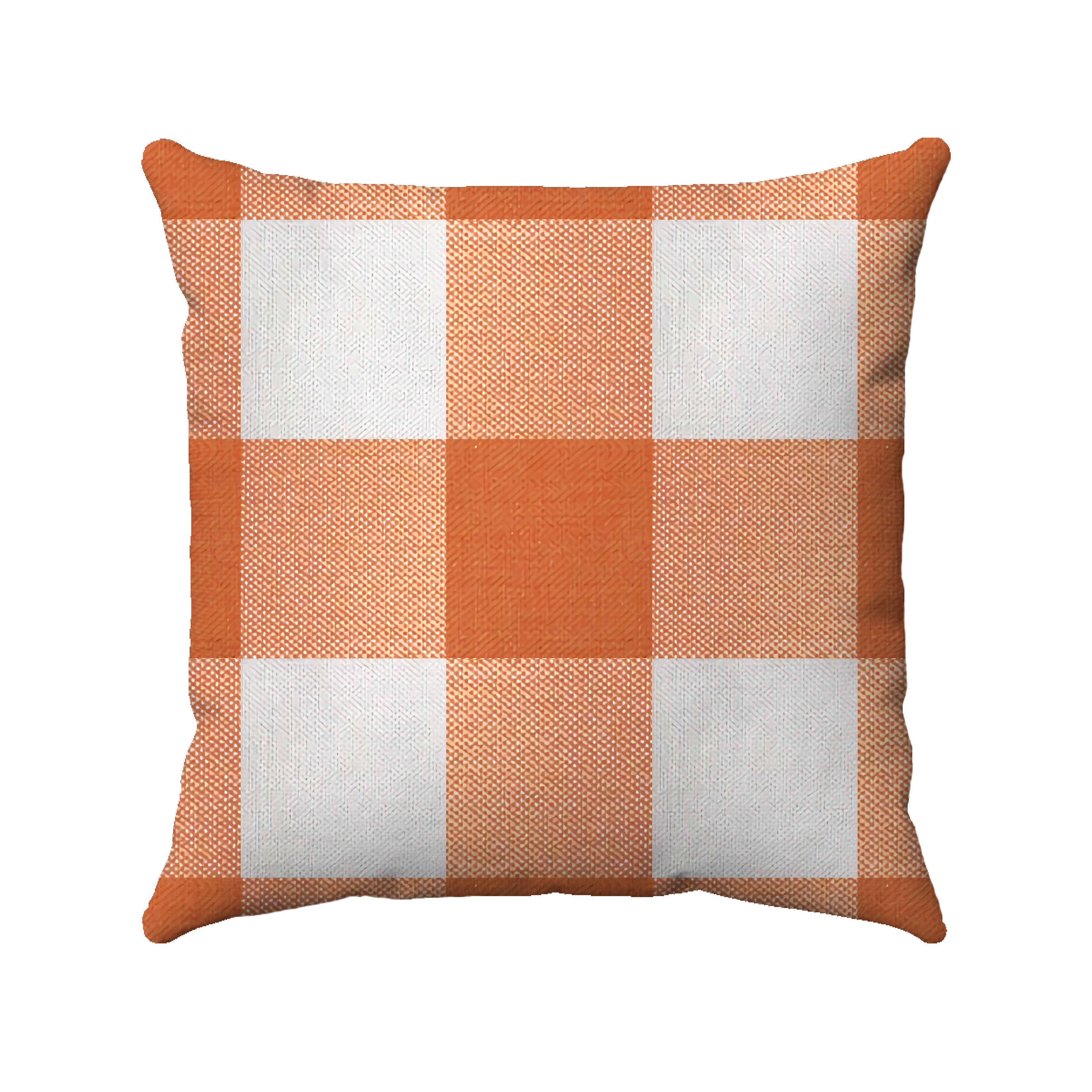 orange plaid throw pillow