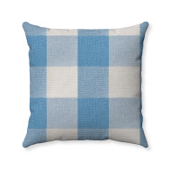 Buffalo Check Gingham Plaid - Pastel Blue and Cream - Double Sided - Decorative Throw Pillow