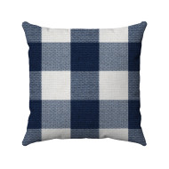 Buffalo Check Gingham Plaid - Blue and Cream - Reversible - Decorative Throw Pillow