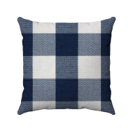 Buffalo Check Gingham Plaid - Blue and Cream - Reversible - Decorative Throw Pillow Cover