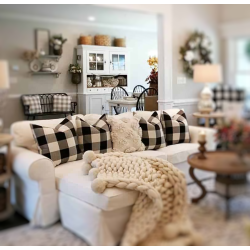 Buffalo Check Plaid - Black and Cream - Double-Sided - Reversible - Decorative Throw Pillow Cover