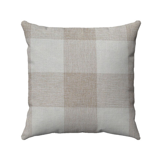 Buffalo Check Plaid - 20x20 Inches - Gingham Plaid - Beige and Ivory - Double-Sided - Decorative Throw Pillow