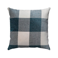 Buffalo Check Gingham Plaid - Teal Blue and White - Double Sided - Reversible - Decorative Throw Pillow