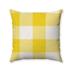 Buffalo Check Gingham Plaid - Yellow and Cream - Double Sided - Reversible - Decorative Throw Pillow