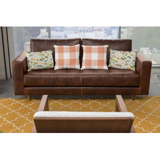 orange plaid throw pillow