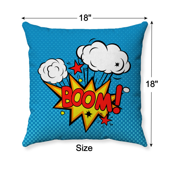 Pop Art Comic - Red BOOM! -  Blue Dotted - Decorative Throw Pillow