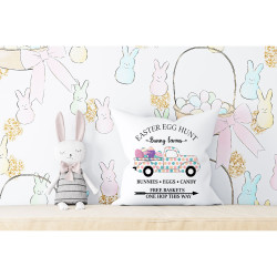 Easter Egg Hunt - Bunny Farms - Vintage Truck - Decorative Throw Pillow
