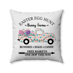 Easter Egg Hunt - Bunny Farms - Vintage Truck - Decorative Throw Pillow