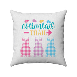 Cottontail Trail - Farmhouse Easter - Pastel Gingham Plaid Bunny Cutouts - Decorative Throw Pillow