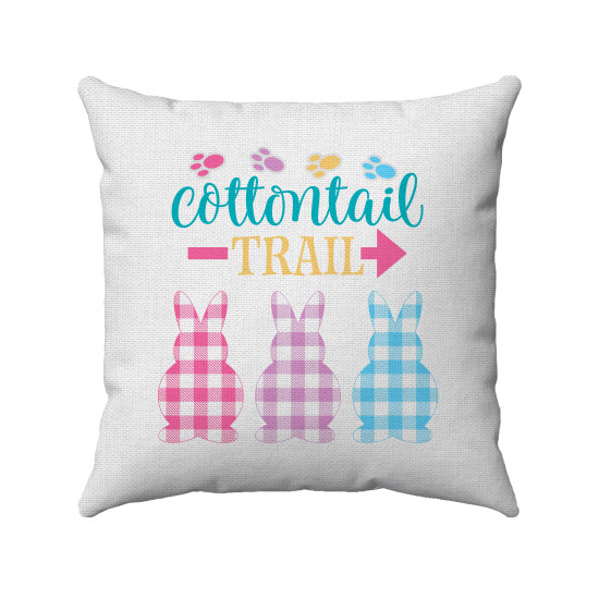 Cottontail Trail - Farmhouse Easter - Pastel Gingham Plaid Bunny Cutouts - Decorative Throw Pillow